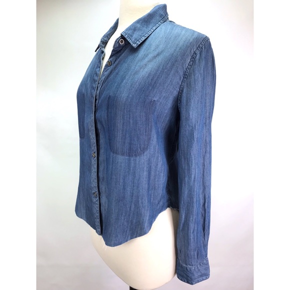 Rails Blue Distressed Denim Button Down Shirt - Picture 2 of 7